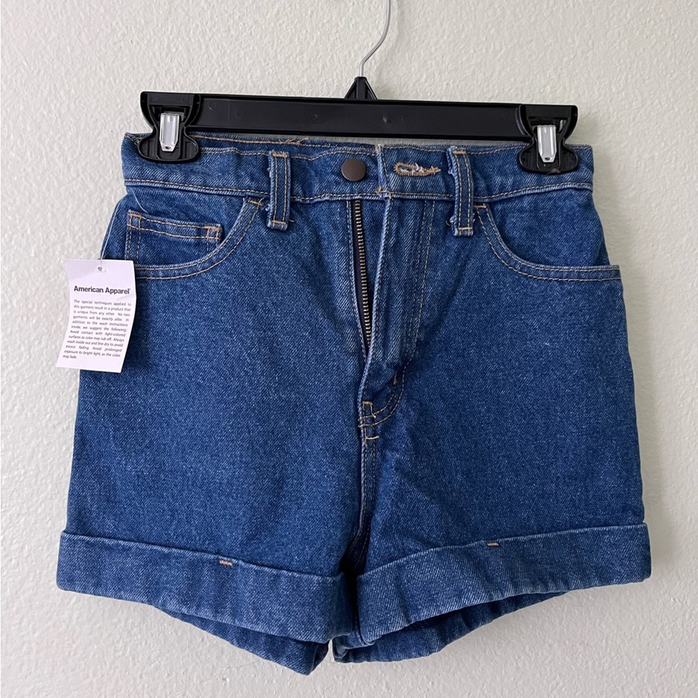 American Apparel High-Waisted Cuff Short in Medium Wash (size 25, NWT)